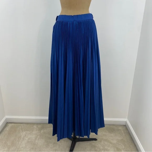 Vintage 90s Evan Royal Blue Accordion Pleat High Waist Full Flare Maxi Skirt - Picture 8 of 10